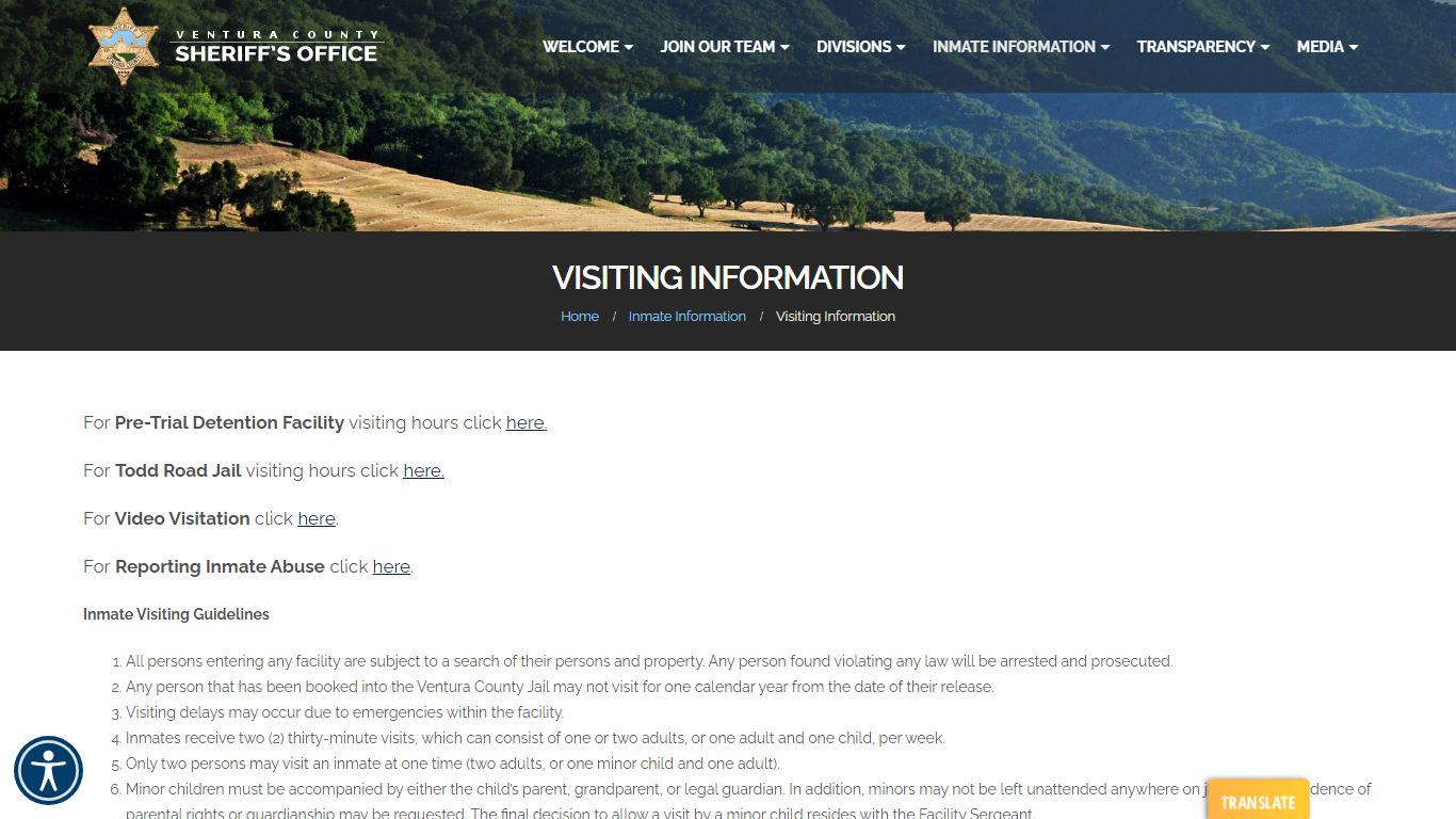 Visiting Information - Ventura County Sheriff's Office